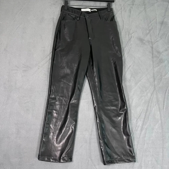 Abercrombie & Fitch Pants - Abercrombie &‎ Fitch Vegan Leather 90s Straight Pants